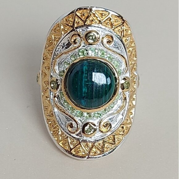 Handmade Natural Malachite‎ 925 Sterling Silver Ring Sz 7.5 - Picture 8 of 8